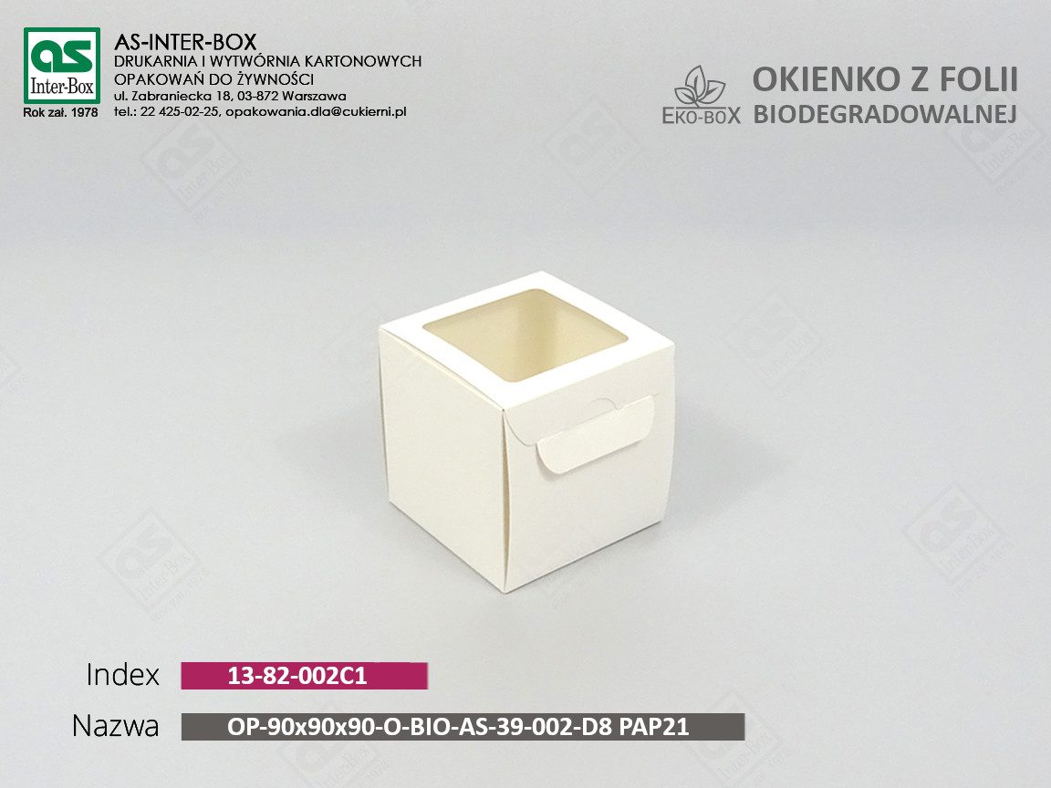 Opakowanie — 13-82-002C1 — OP-90/90/90-O-BIO-AS-39-002-D8 PAP21 — 90x90x90 mm
