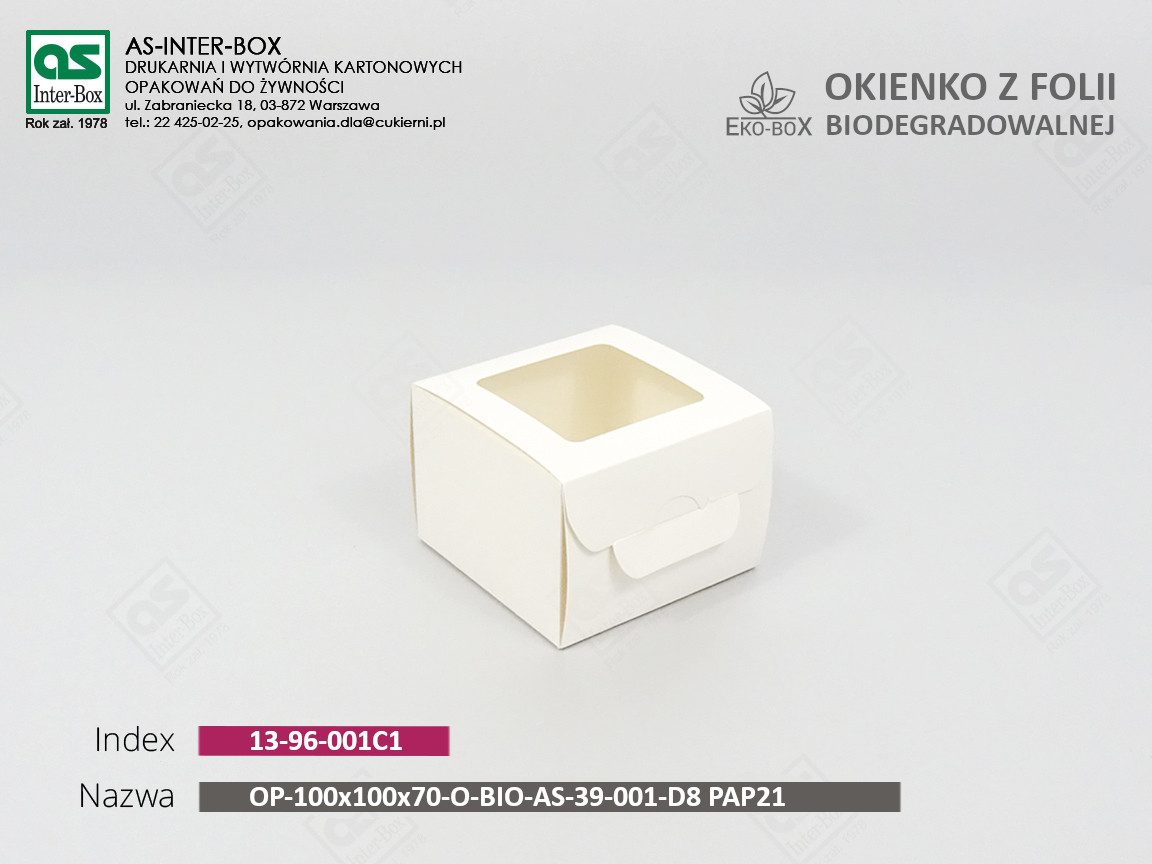 Opakowanie — 13-96-001C1 — OP-100x100x70-O-BIO-AS-39-001-D8 PAP21 — 100x100x70 mm