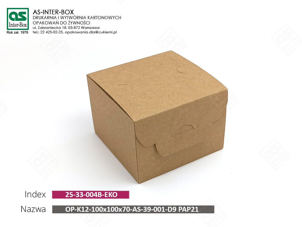 Opakowanie — 25-33-004B-EKO — OP-K12-100x100x70-AS-39-001-PAP21 — 100x100x70 mm