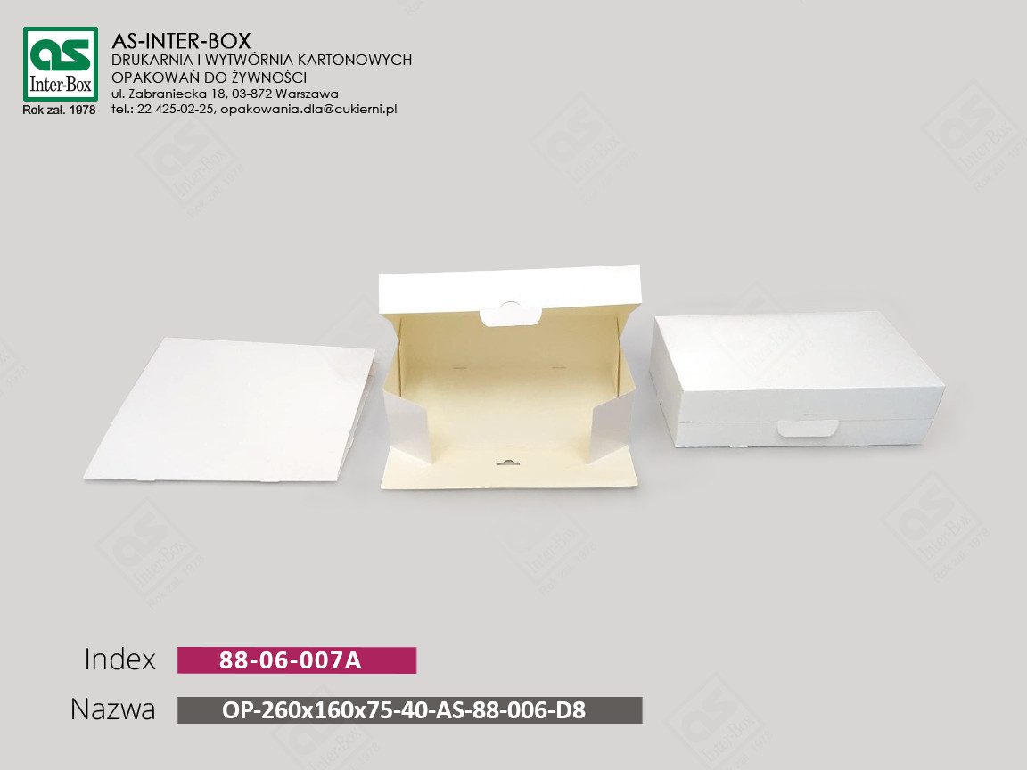 Opakowanie — 88-06-007A — OP-260/160/75-AS-88-006-D8-PAP21 — 260x160x75 mm